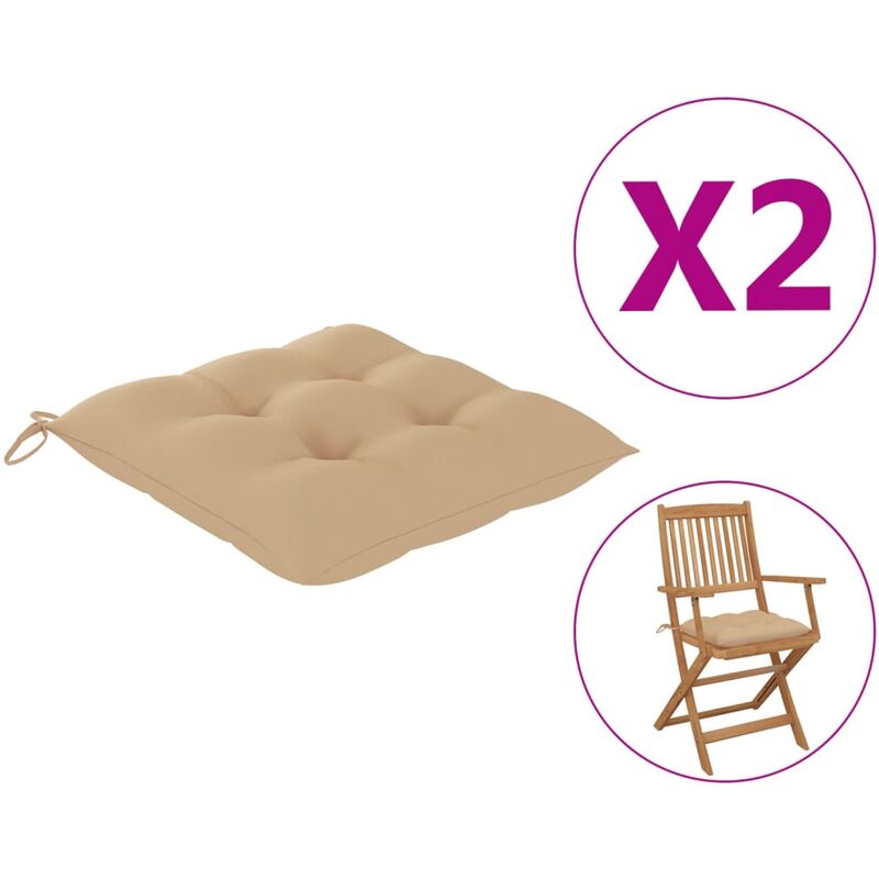 

Cojines de silla 2 unidades tela beige 40x40x7 cm