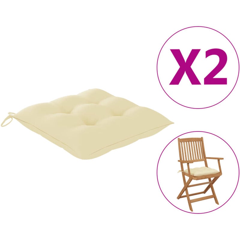 

Cojines de silla 2 unidades tela blanco crema 40x40x7 cm