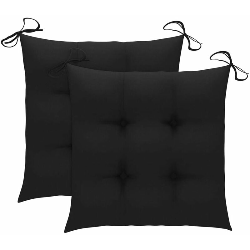 

Cojines de silla 2 unidades tela negro 40x40x7 cm