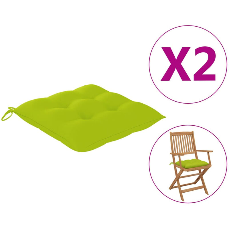 

Cojines de silla 2 unidades tela verde brillo 40x40x7 cm