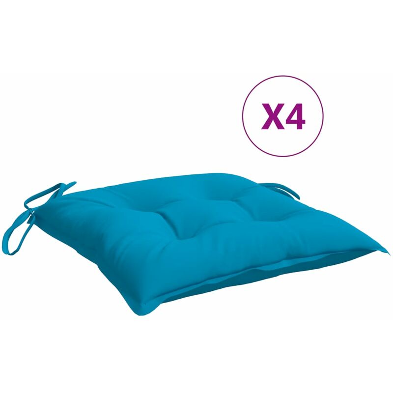 

Cojines de silla 4 unidades tela azul claro 40x40x7 cm