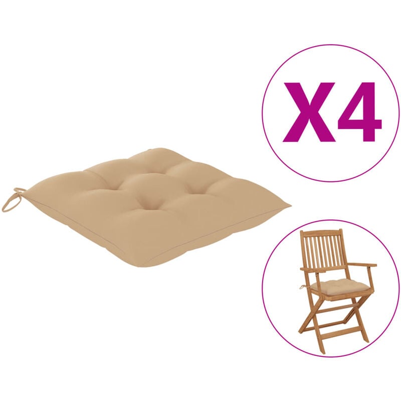 

Cojines de silla 4 unidades tela beige 40x40x7 cm