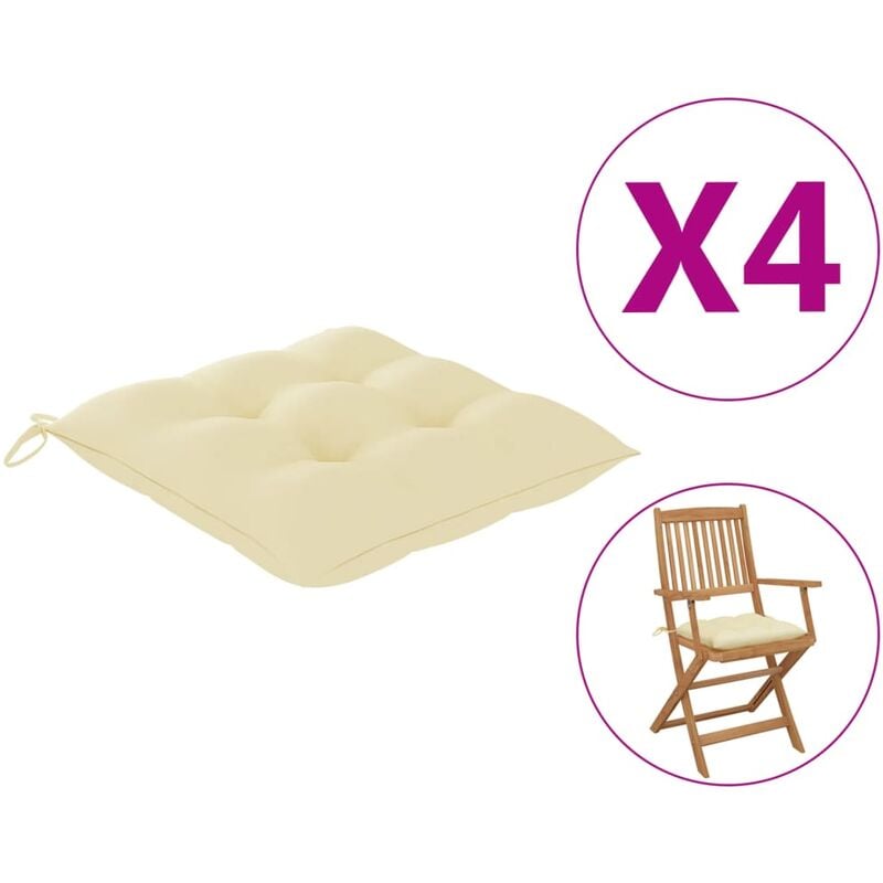 

Cojines de silla 4 unidades tela blanco crema 40x40x7 cm
