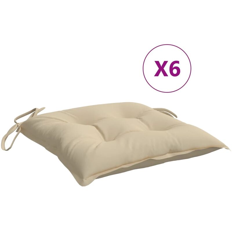 

Cojines de silla 6 unidades tela beige 50x50x7 cm - Beige