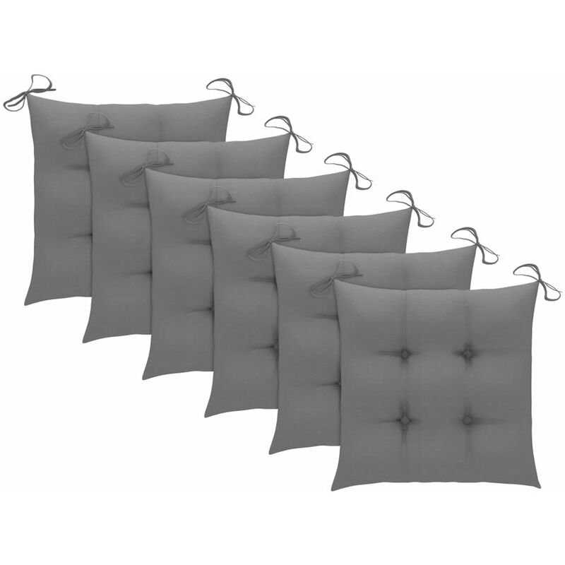 

Cojines de silla 6 unidades tela gris 40x40x7 cm