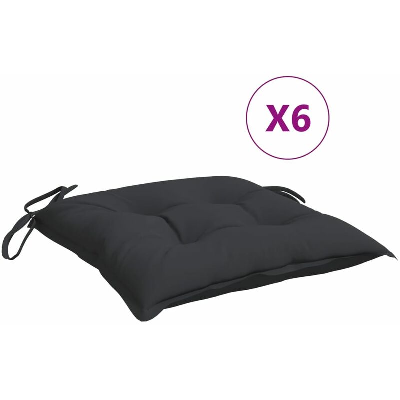 

Cojines de silla 6 unidades tela negro 40x40x7 cm - Negro