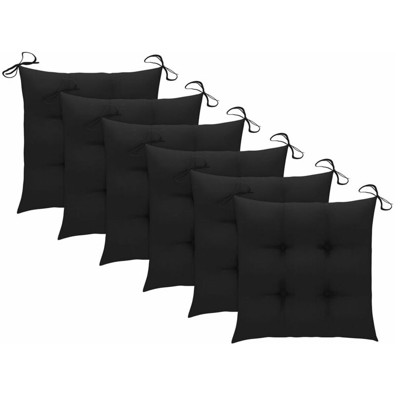 

Cojines de silla 6 unidades tela negro 40x40x7 cm