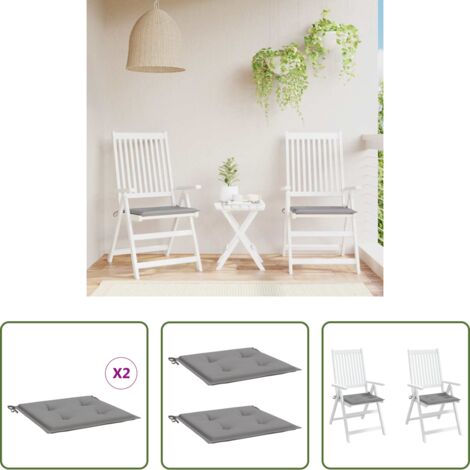 Cojines de silla -  Cojines de silla de jardín 2 uds tela Oxford gris 40x40x4 cm