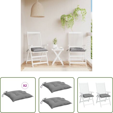 Cojines de silla -  Cojines de silla de jardín 2 uds tela Oxford gris 40x40x7 cm