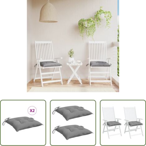 Cojines de silla -  Cojines de silla de jardín 2 uds tela Oxford gris 40x40x7 cm