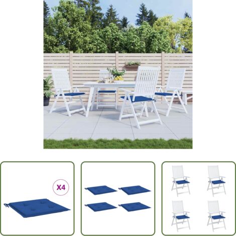 Cojines de silla - Cojines de silla de jardín 4 uds tela azul 40x40x4 cm