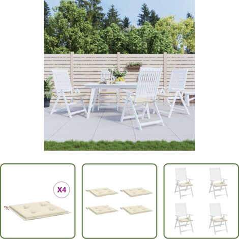 Cojines de silla - Cojines de silla de jardín 4 uds tela Oxford crema 50x50x4 cm