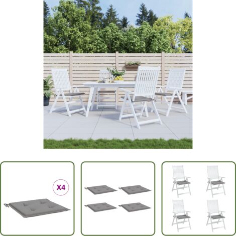 Cojines de silla -  Cojines de silla de jardín 4 uds tela Oxford gris 50x50x4 cm