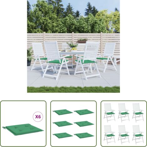 Cojines de silla -  Cojines de silla de jardín 6 uds tela Oxford verde 50x50x4 cm