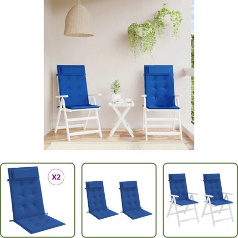Cojines de silla -  Cojines de silla respaldo alto 2 uds tela Oxford azul klein