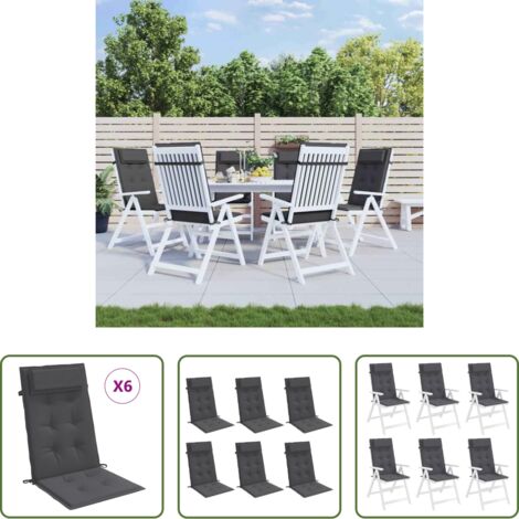 Cojines de silla -  Cojines de silla respaldo alto 6 uds tela Oxford gris antracita