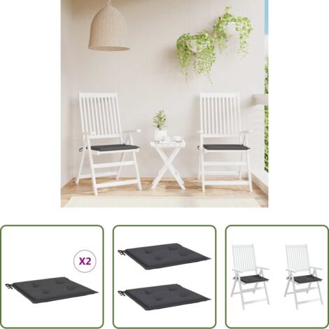 Cojines de silla -  Cojines sillas de jardín 2 uds tela Oxford antracita 40x40x4 cm