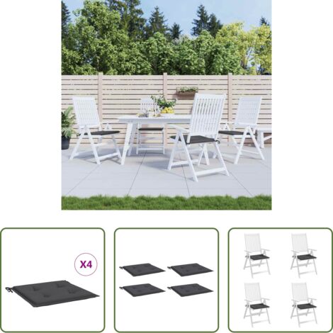 Cojines de silla - Cojines sillas de jardín 4 uds tela Oxford antracita 40x40x4 cm