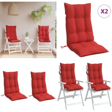 Cojines de silla con respaldo alto 2 uds tela Oxford rojo - Cojines de jardín - Cojines de silla con respaldo alto