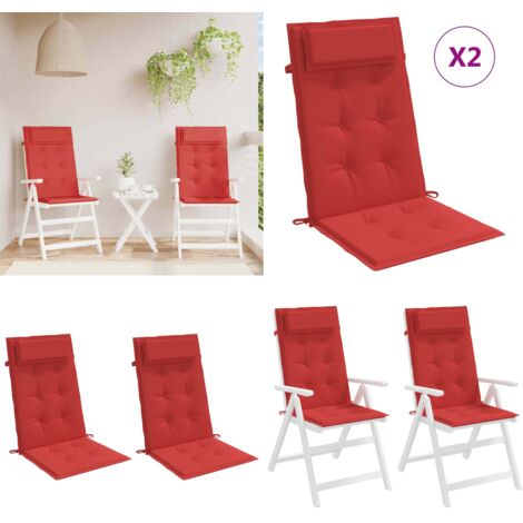 Cojines de silla con respaldo alto 2 uds tela Oxford rojo - Cojines de silla - Cojines de jardín