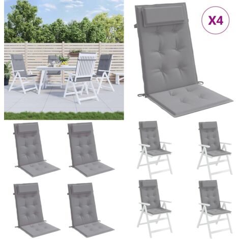 Cojines de silla con respaldo alto 4 uds tela Oxford gris - Cojines de silla - Cojines de jardín