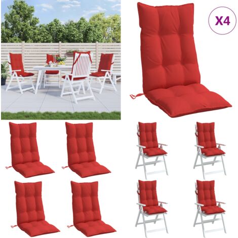 Cojines de silla con respaldo alto 4 uds tela Oxford rojo - Cojines de jardín - Cojines de silla con respaldo alto