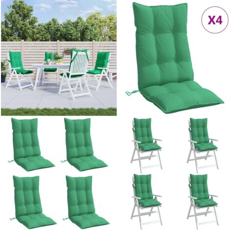 Cojines de silla con respaldo alto 4 uds tela Oxford verde - Cojines de jardín - Cojines de silla con respaldo alto