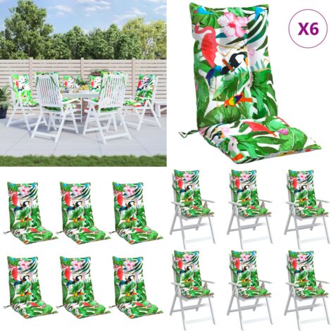 Cojines de silla con respaldo alto 6 uds tela Oxford multicolor - Cojines de jardín - Cojines de silla con respaldo alto