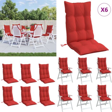 Cojines de silla con respaldo alto 6 uds tela Oxford rojo - Cojines de jardín - Cojines de silla con respaldo alto