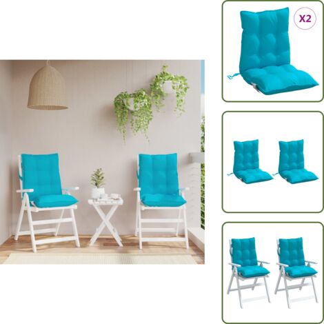 Cojines de silla con respaldo bajo - vidaXL Cojines de silla de respaldo bajo 2 uds tela Oxford turquesa - Cojines de tela oxford