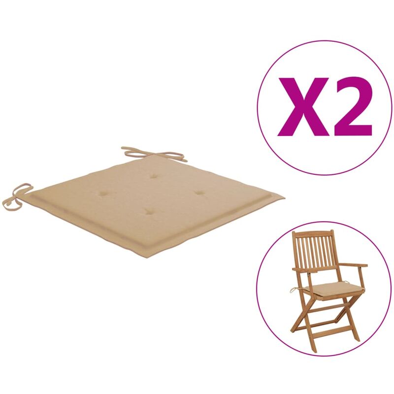 

Cojines de silla de jardín 2 uds tela beige 40x40x4 cm