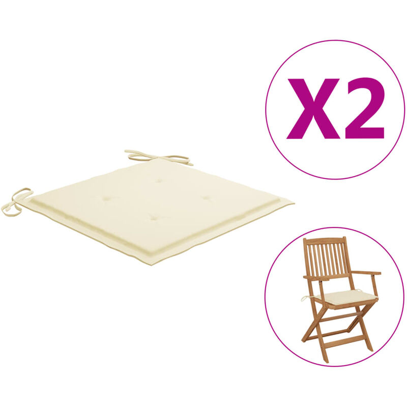 

Cojines de silla de jardin 2 uds tela crema 40x40x4 cm