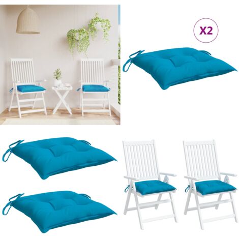 Cojines de silla de jardín 2 uds tela Oxford azul 50x50x7 cm - Cojín de exterior - Cojín de asiento