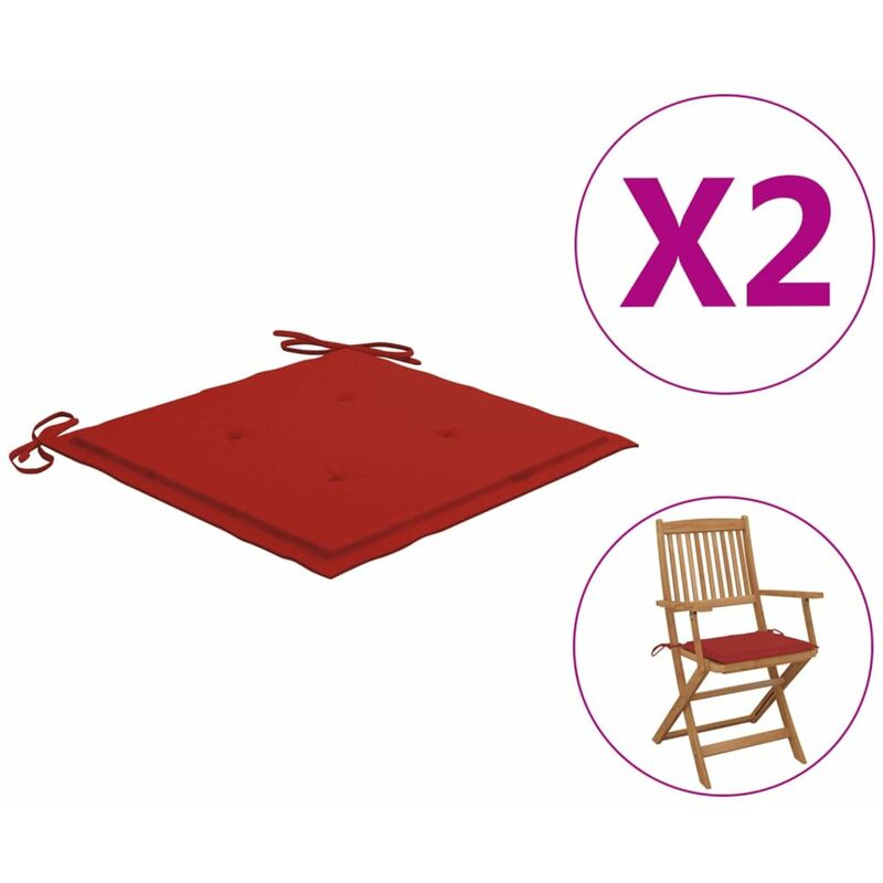 

Cojines de silla de jardin 2 uds tela rojo 40x40x4 cm