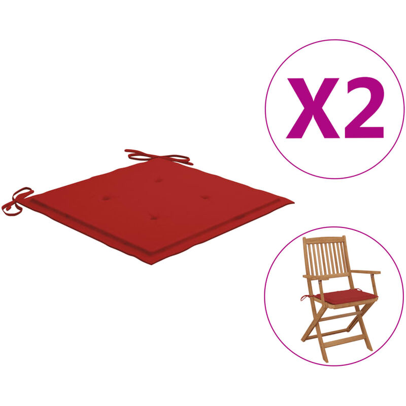 

Cojines de silla de jardín 2 uds tela rojo 40x40x4 cm