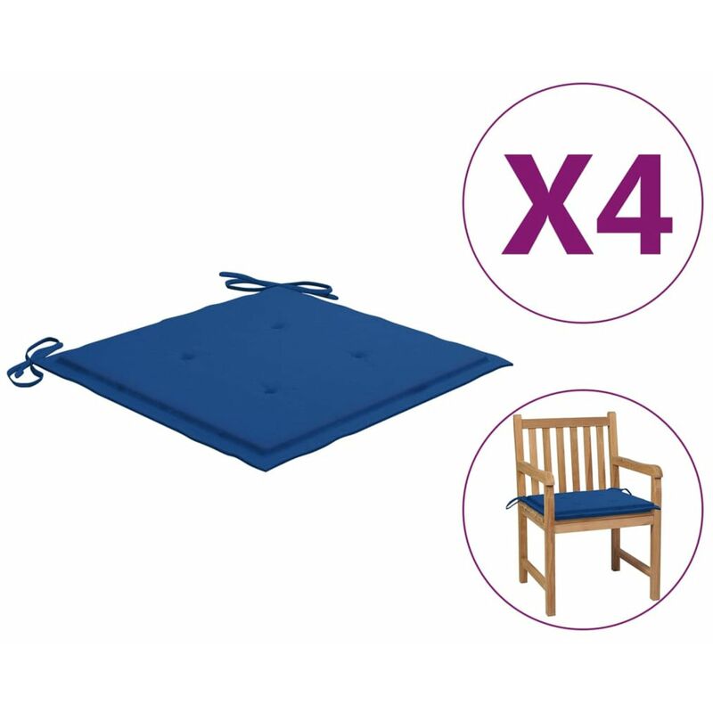 

Cojines de silla de jardin 4 uds tela azul real 50x50x4 cm