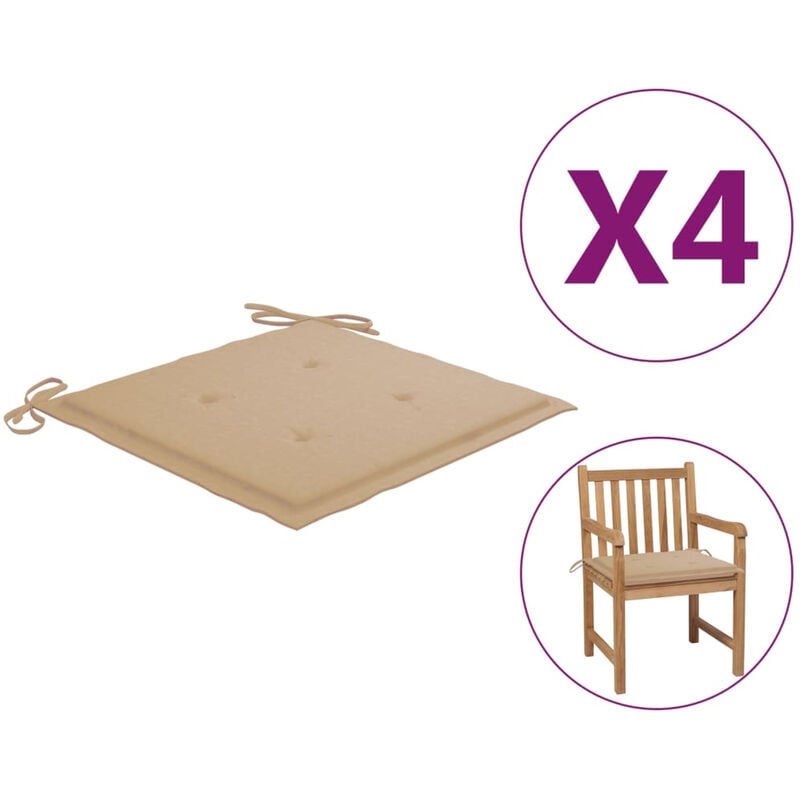 

Cojines de silla de jardin 4 uds tela beige 50x50x4 cm