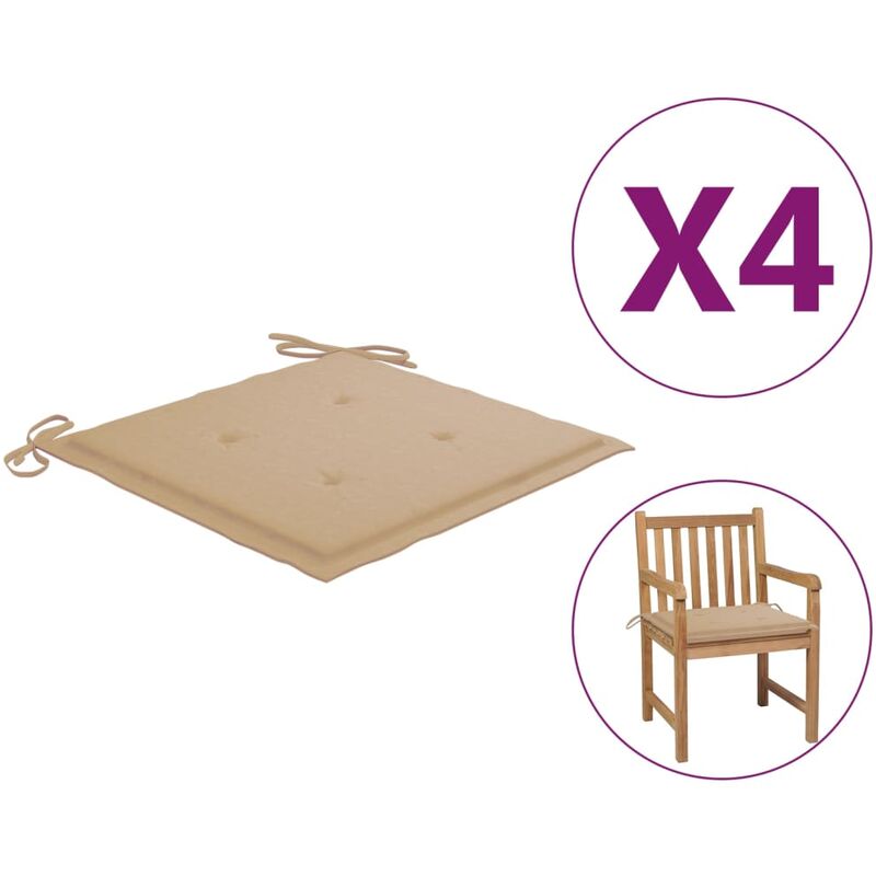 

Cojines de silla de jardín 4 uds tela beige 50x50x4 cm