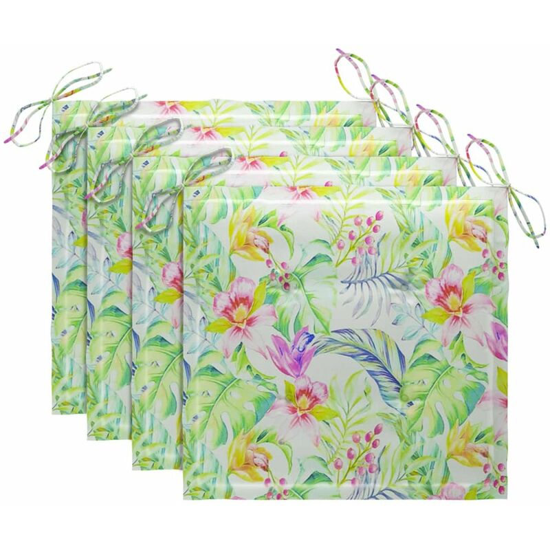

Cojines de silla de jardin 4 uds tela estampado hojas 40x40x4cm