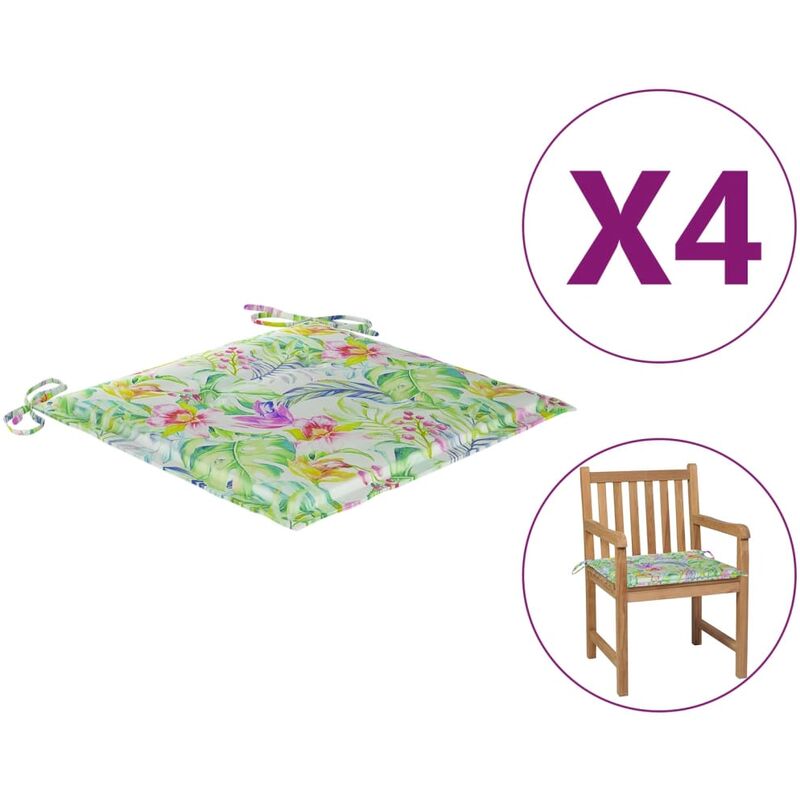 

Cojines de silla de jardín 4 uds tela estampado hojas 50x50x4cm