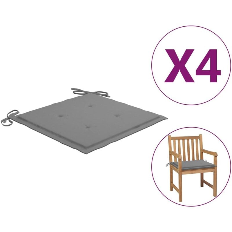 

Cojines de silla de jardín 4 uds tela gris 50x50x4 cm