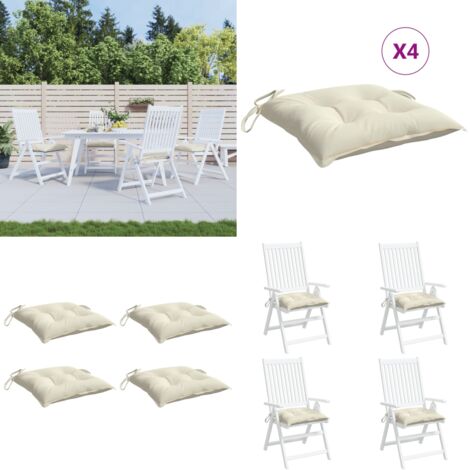 Cojines de silla de jardín 4 uds tela Oxford crema 50x50x7 cm - Cojines de silla - Cojines de exterior
