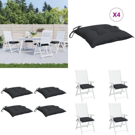 Cojines de silla de jardín 4 uds tela Oxford negro 40x40x7 cm - Cojines de silla - Cojines de exterior