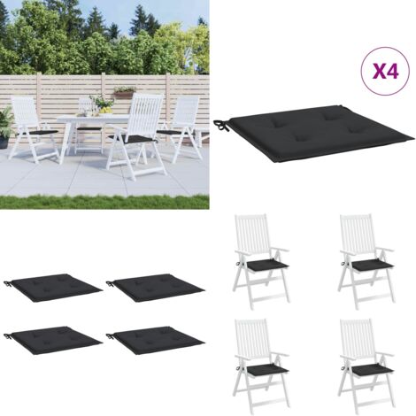 Cojines de silla de jardín 4 uds tela Oxford negro 50x50x4 cm - Cojines de silla - Cojines de exterior