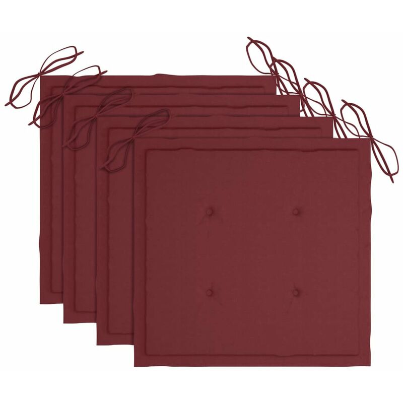 

Cojines de silla de jardin 4 uds tela rojo tinto 40x40x4 cm