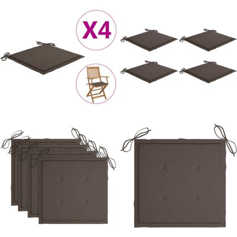 Cojines de silla de jardín 4 uds tela taupé 40x40x4 cm - Cojines de silla - Cojines de exterior