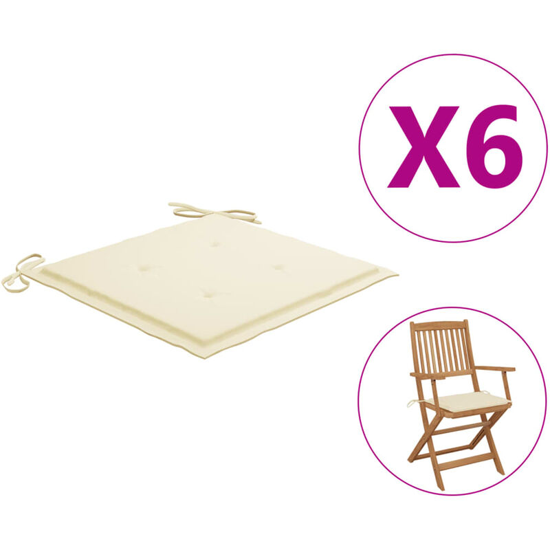 

Cojines de silla de jardin 6 uds tela crema 40x40x4 cm