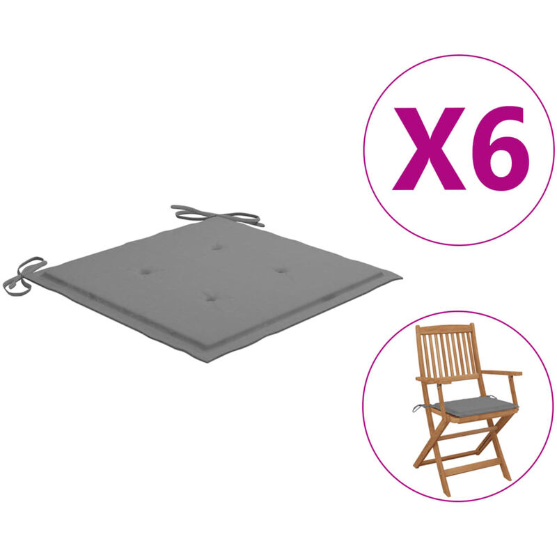 

Cojines de silla de jardin 6 uds tela gris 40x40x4 cm