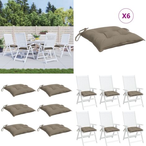 Cojines de silla de jardín 6 uds tela Oxford taupé 40x40x7 cm - Cojines de silla - Cojines de exterior