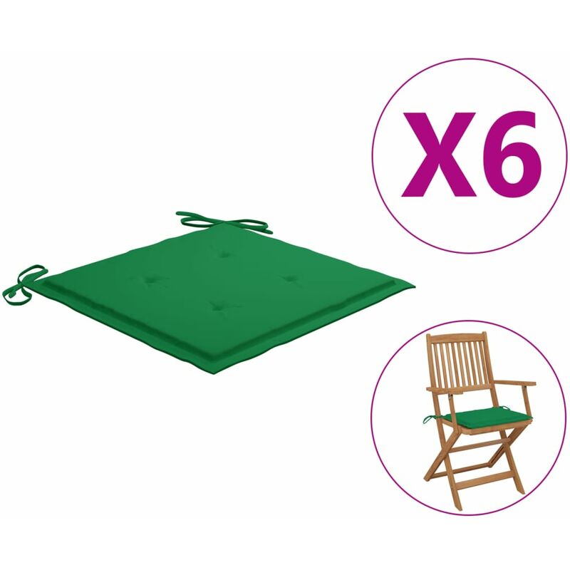 

Cojines de silla de jardín 6 uds tela verde 40x40x4 cm